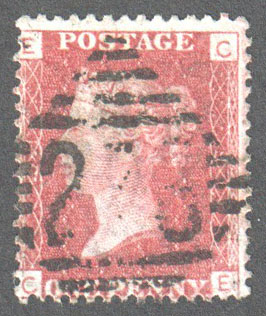 Great Britain Scott 33 Used Plate 91 - CE (2) - Click Image to Close